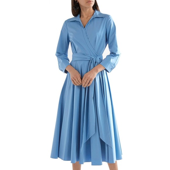 Michael Kors Collection Stretch Cotton Poplin Wrap Dress - Size 10 - Picture 1 of 7